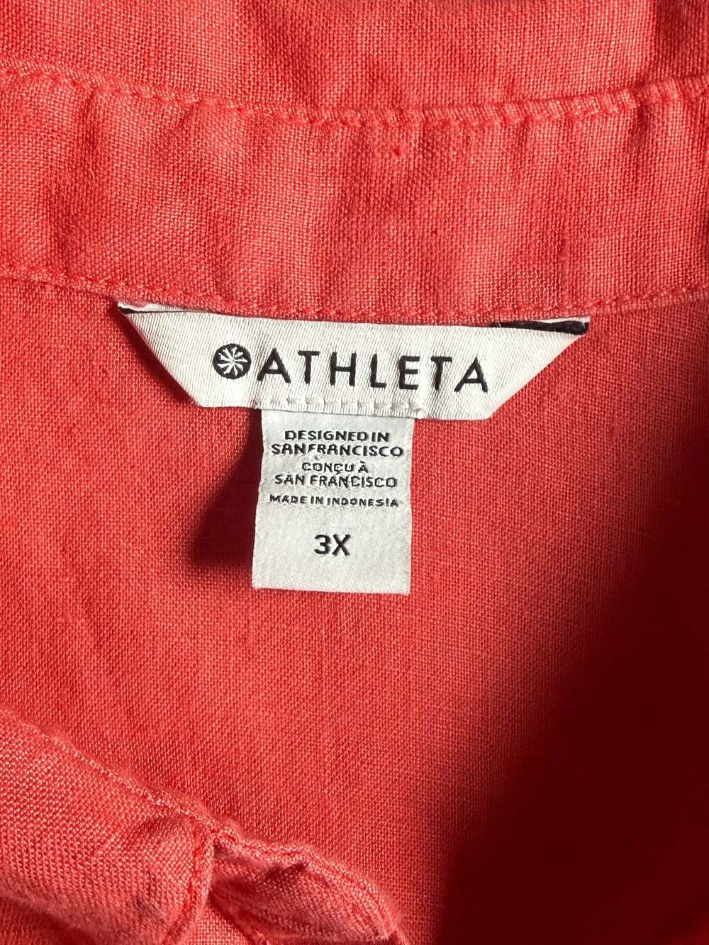 Athleta Playa Linen Short Sleeve Tie Hem Wrap Top Coral 3X - Picture 6 of 7